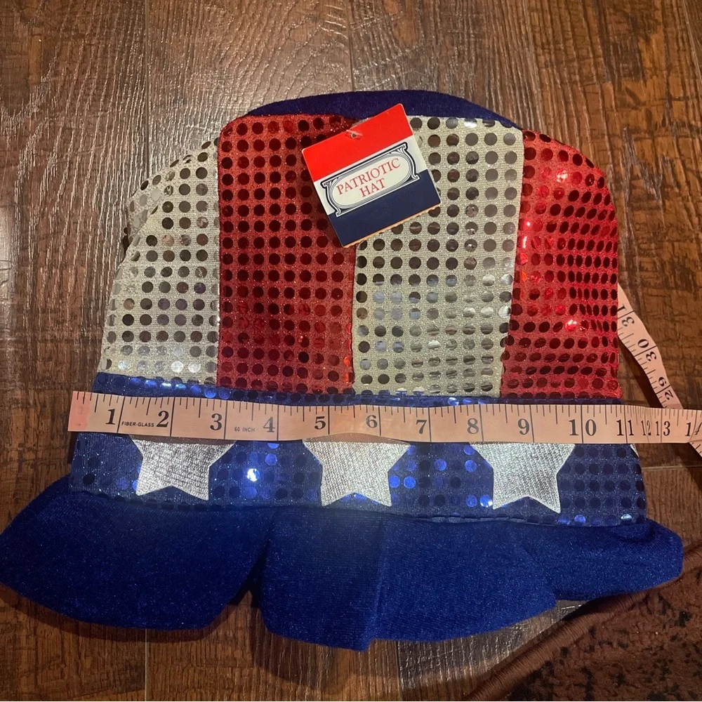 Patriotic Flag Bucket Hat Stars Stripes Sequin Red White Blue 10